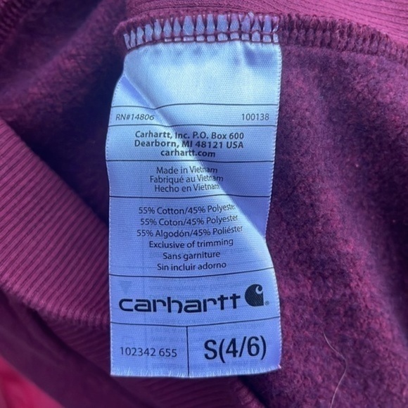 Carhartt Dunlow Mock Neck Full Zip Sweatshirt In Heathered Raspberry Size Small - Picture 7 of 8